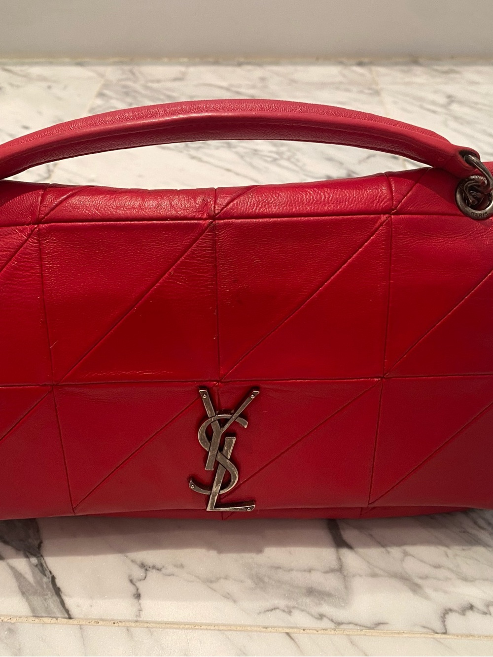 Saint Laurent Red Quilted Leather Chain Shoulder Bag